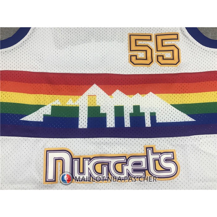 Maillot Denver Nuggets Dikembe Mutombo NO 55 Hardwood Classics Throwback Blanc